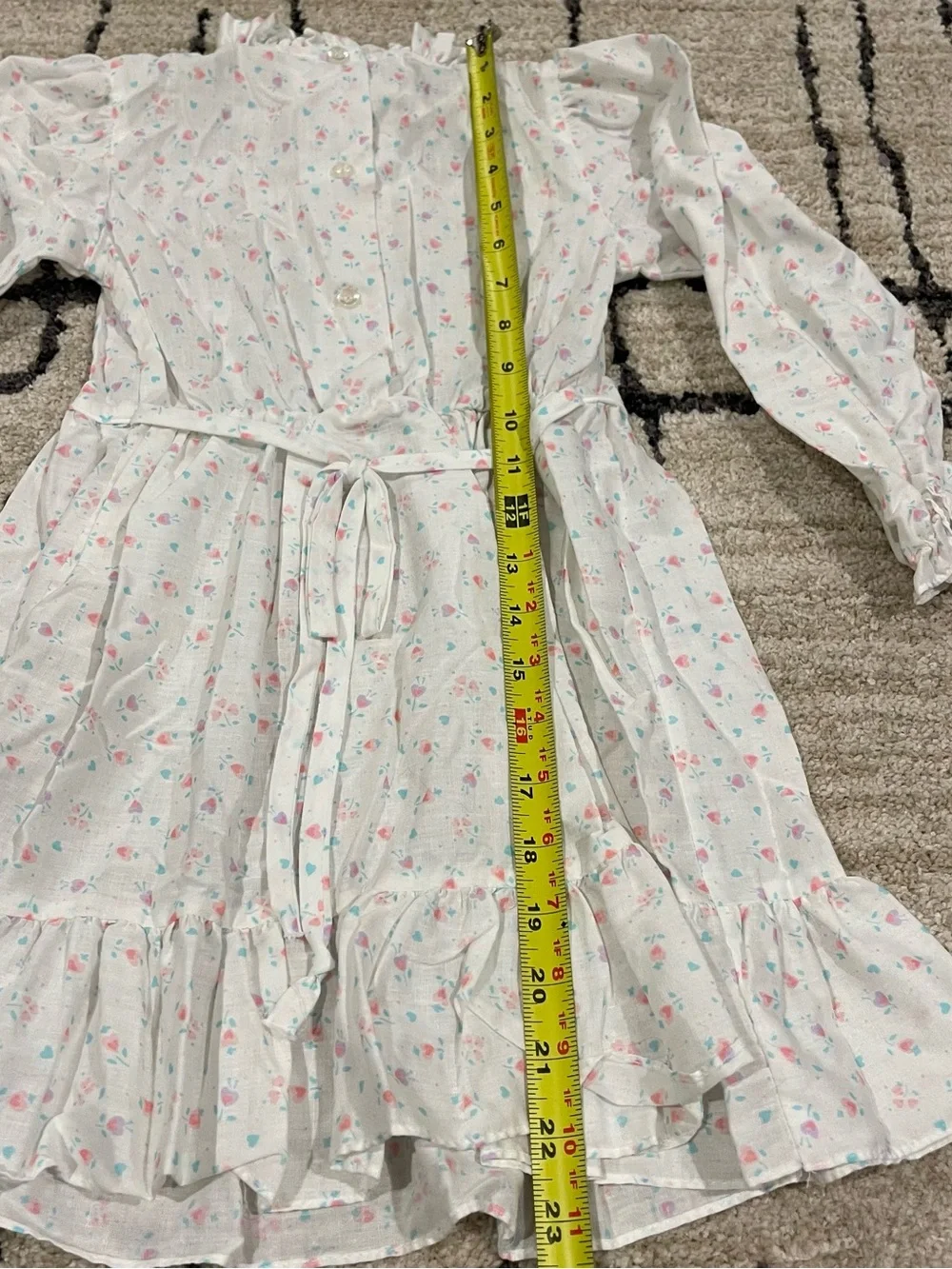 Vtg Winnie The Pooh Disney Girl Dress Size 6 Ditsy Floral White Spring USA Made